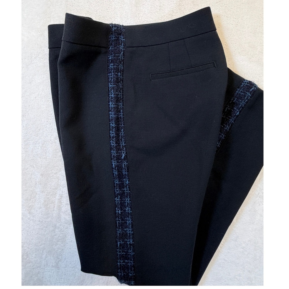 Tory Burch Black Tobie Tweek Tuxedo Stripe Dress Pants Womens 2 Excellent